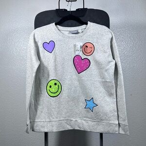 The Children’s Place Kids Gray Sweatshirt with Colorful Patches Size 14 XL